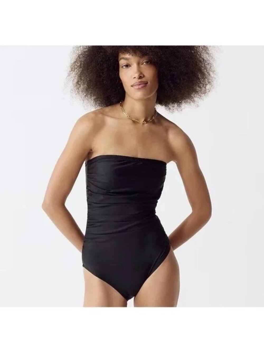 J. Crew Womens One Piece Bandeau Ruched Padded Full Coverage Bottom Navy Size 4
